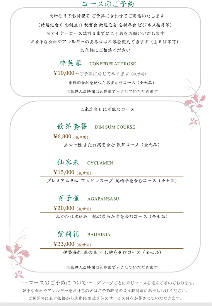 ディナーメニュー